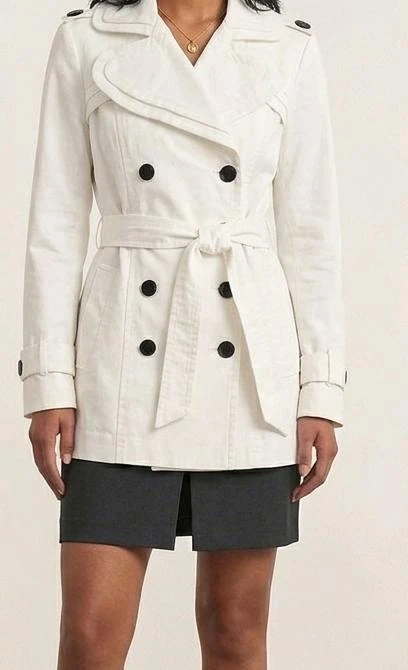Gabardina Corta Trench Zara Woman Blanca - Talla S